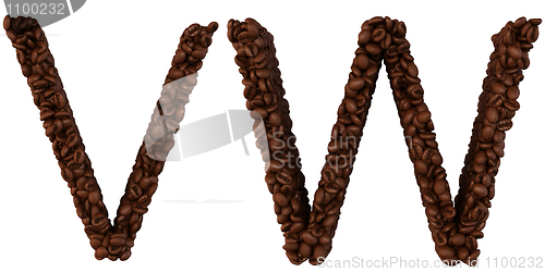 Image of Coffee font V and W letters isolated