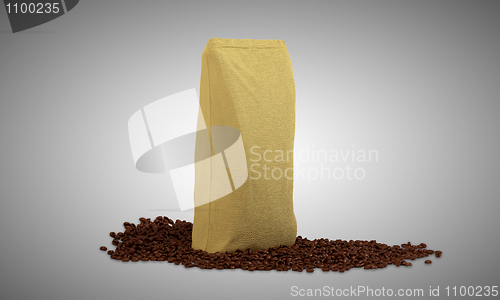 Image of Pack on coffee beans over grey