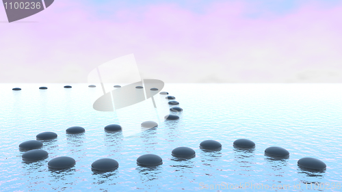 Image of Harmony. Pebble path on the water