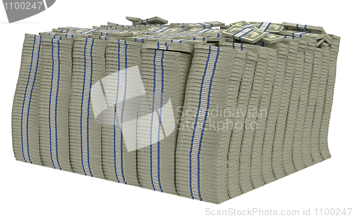 Image of Large bundle of US dollars isolated