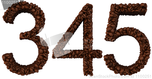 Image of Coffee font 3 4 5 numerals isolated