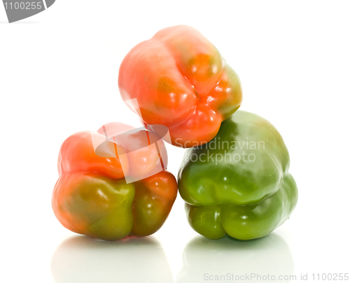 Image of Three tasty Bell peppers on white