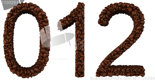 Image of Coffee font 0 1 2 numerals isolated