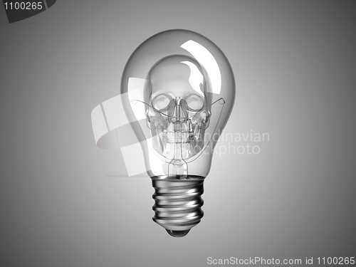 Image of Spooky Skull inside Lightbulb - death and disease