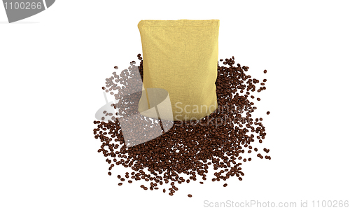 Image of Top view of Sacking Pack on coffee beans 