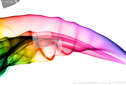 Image of Abstract colorful fume swirl on white