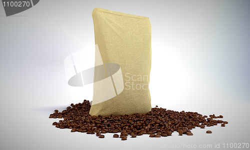 Image of Sacking Pack and coffee beans over grey