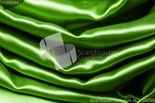 Image of green crumpled silk fabric
