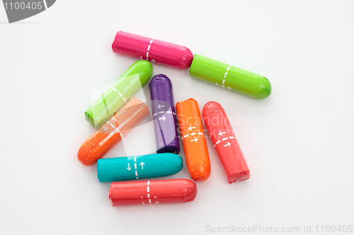 Image of Colourful tampons feminine hygiene