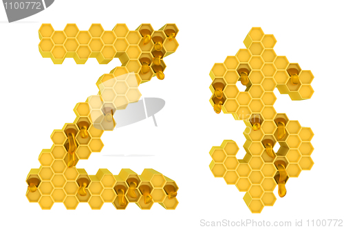 Image of Honey font Z and USD symbol isolated