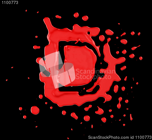 Image of Red blob D letter over black background
