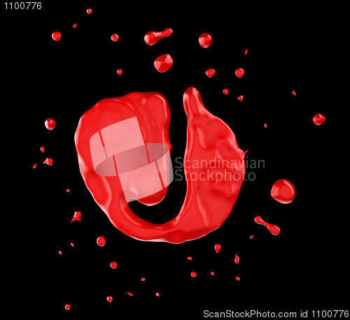 Image of Red blot J letter over black background