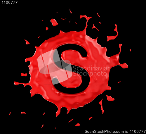 Image of Red blob S letter over black background
