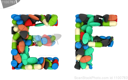 Image of Pharmaceutical font C and D pills letters