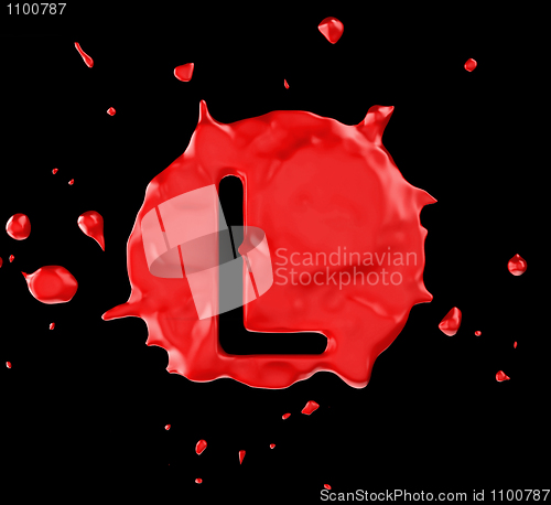 Image of Red blot L letter over black background