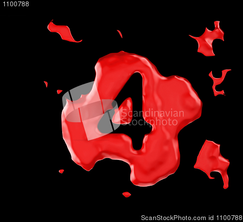 Image of Red blob four figure over black background