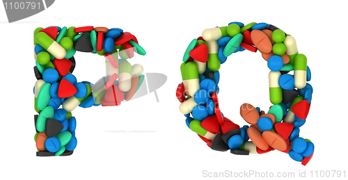 Image of Pharmacy font P and Q pills letters