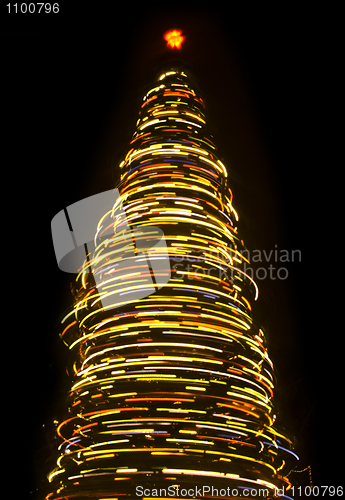 Image of Blurred rotating Christmas tree