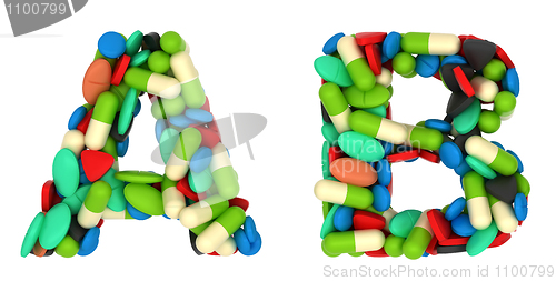 Image of Healthcare font A and B pills letters