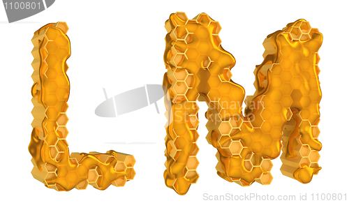 Image of Honey font L and M letters isolated