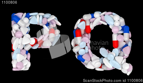 Image of Pharmacy font P and Q pills letters