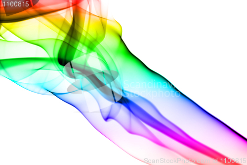 Image of Abstract colorful fume waves on white