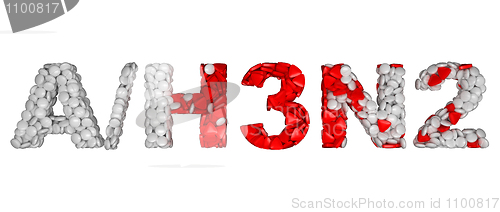 Image of Swine Flu H3N2 epidemic - word assemled with pills