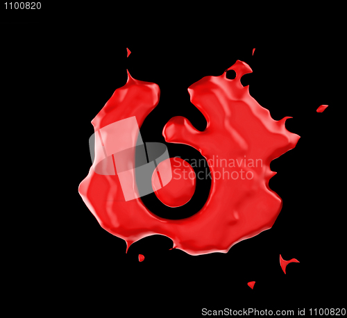 Image of Red blob 6 figure over black background