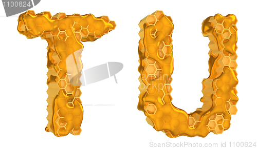 Image of Honey font T and U letters isolated