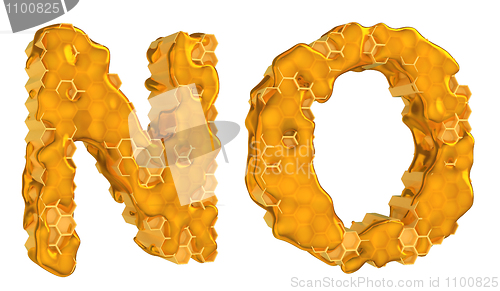 Image of Honey font N and O letters isolated