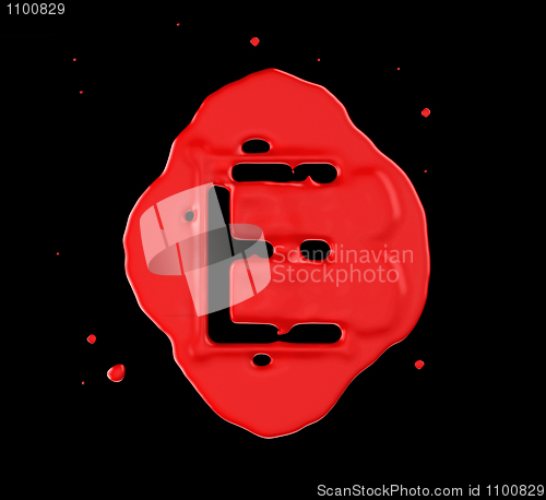 Image of Red blob E letter over black background