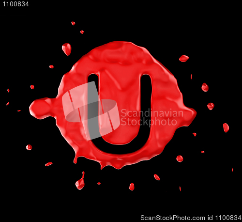 Image of Red blob U letter over black background