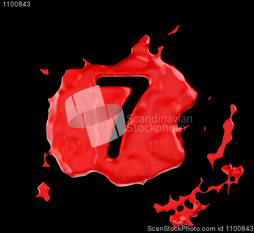 Image of Red blob seven figure over black background