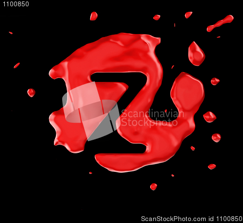 Image of Red blob Z letter over black background