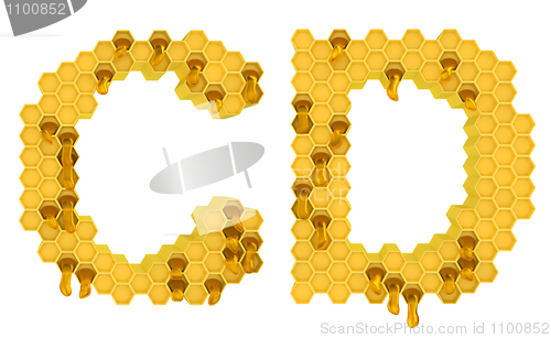 Image of Honey font C and D letters isolated