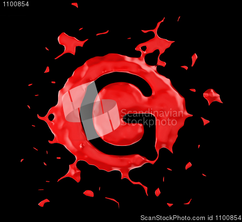 Image of Red blob G letter over black background