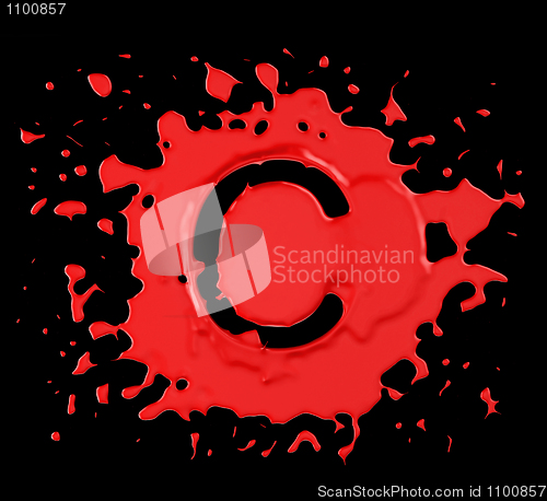 Image of Red blot C letter over black background