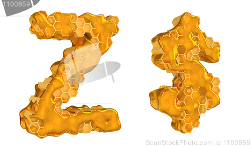 Image of Honey font Z and USD symbol isolated