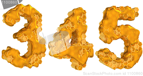 Image of Honey font 3 4 and 5 numerals isolated