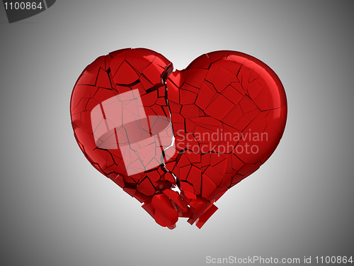 Image of Hurt and pain. Red Broken Heart 