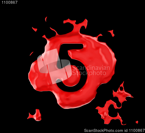 Image of Red blob five figure over black 