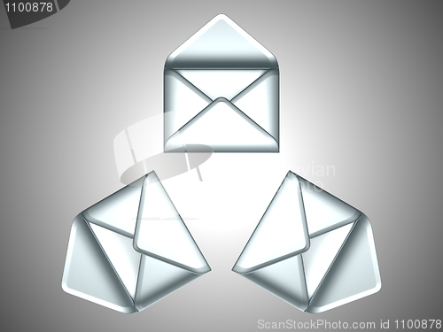 Image of Mail - 3 opened silver envelopes