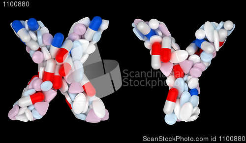 Image of Medical font X and Y pills letters