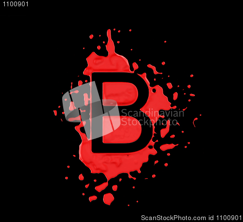 Image of Red blot B letter over black background