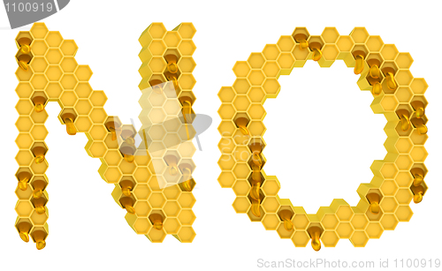 Image of Honey font N and O letters isolated