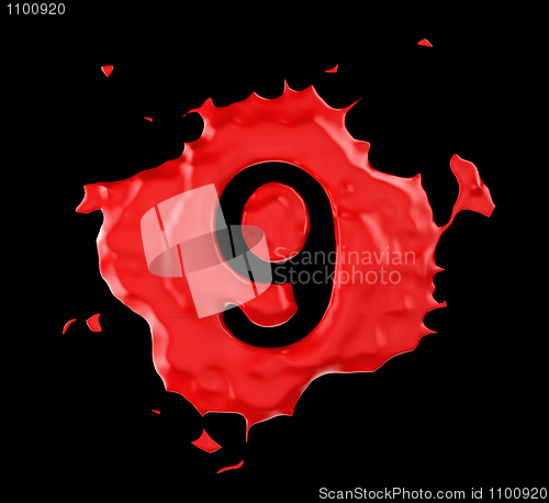 Image of Red blob 9 figure over black background
