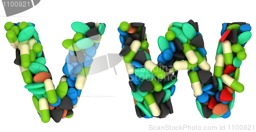 Image of Pharmacy font W and V pills letters 