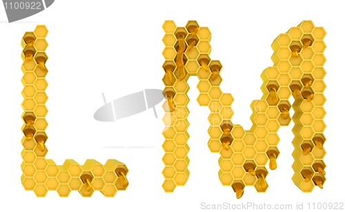 Image of Honey font L and M letters isolated