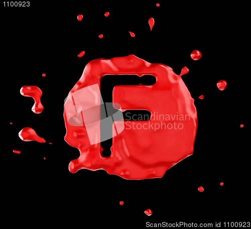 Image of Red blob F letter over black background
