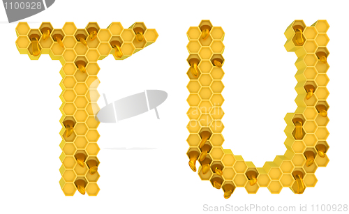 Image of Honey font T and U letters isolated 